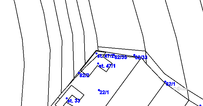 Parcela st. 47/3 v KÚ Hrádek u Manětína, Katastrální mapa