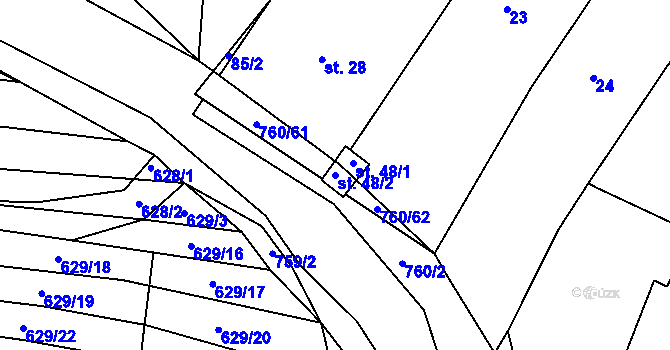 Parcela st. 48/2 v KÚ Hrádek u Manětína, Katastrální mapa