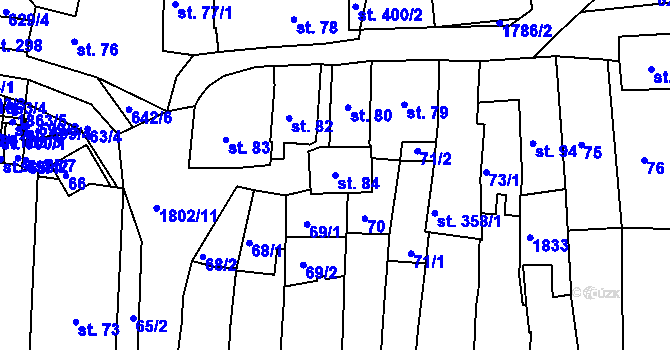 Parcela st. 84 v KÚ Manětín, Katastrální mapa