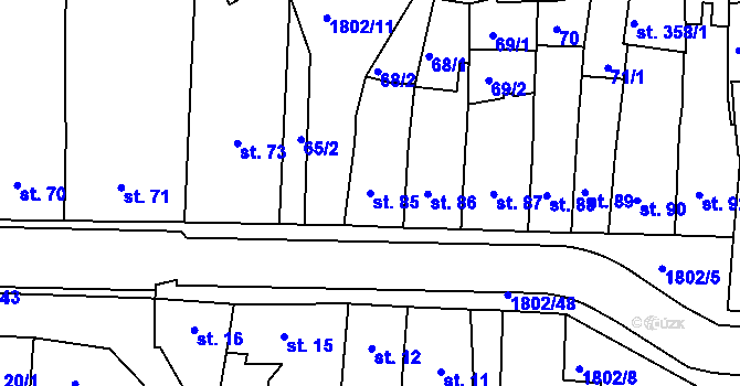 Parcela st. 85 v KÚ Manětín, Katastrální mapa