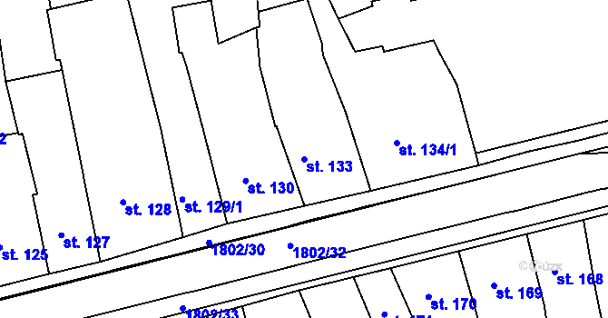 Parcela st. 133 v KÚ Manětín, Katastrální mapa