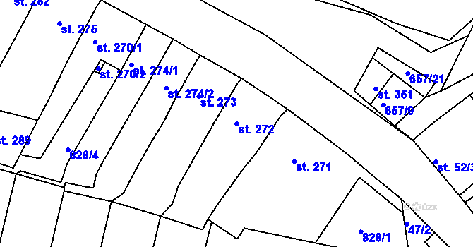 Parcela st. 272 v KÚ Manětín, Katastrální mapa