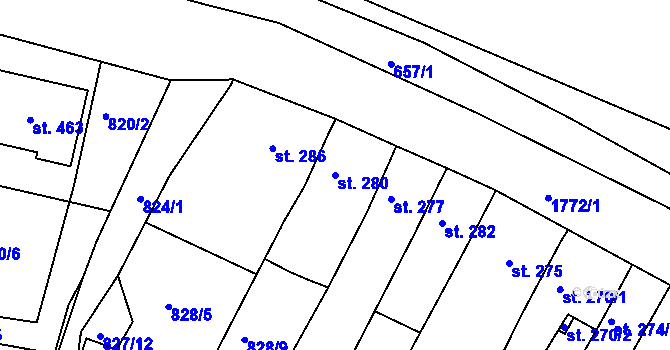 Parcela st. 280 v KÚ Manětín, Katastrální mapa