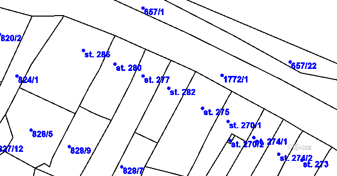 Parcela st. 282 v KÚ Manětín, Katastrální mapa