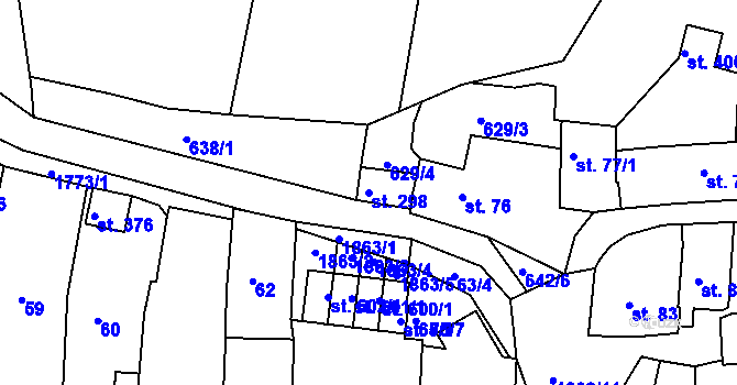Parcela st. 298 v KÚ Manětín, Katastrální mapa