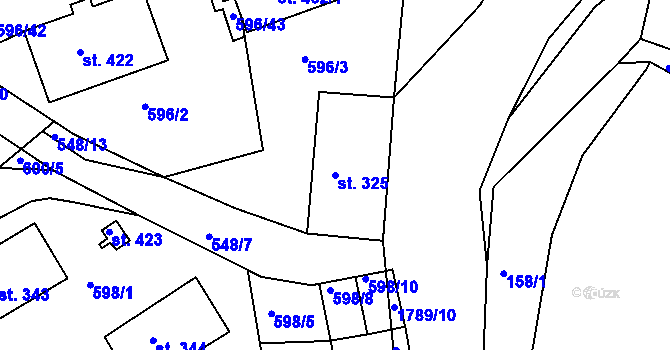 Parcela st. 325 v KÚ Manětín, Katastrální mapa