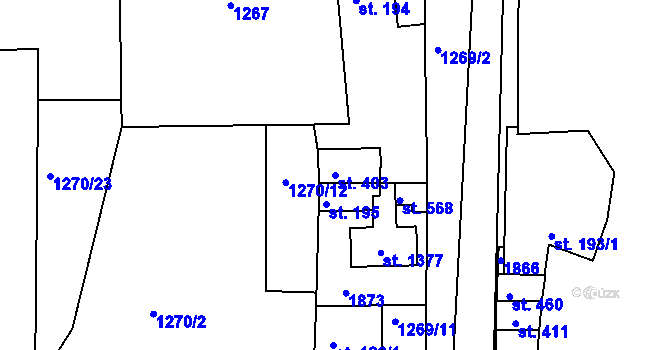 Parcela st. 403 v KÚ Manětín, Katastrální mapa
