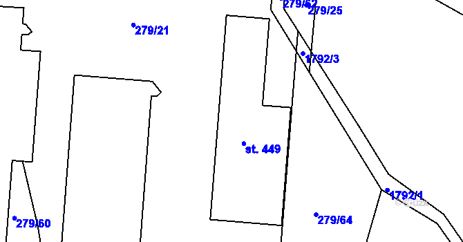 Parcela st. 449 v KÚ Manětín, Katastrální mapa