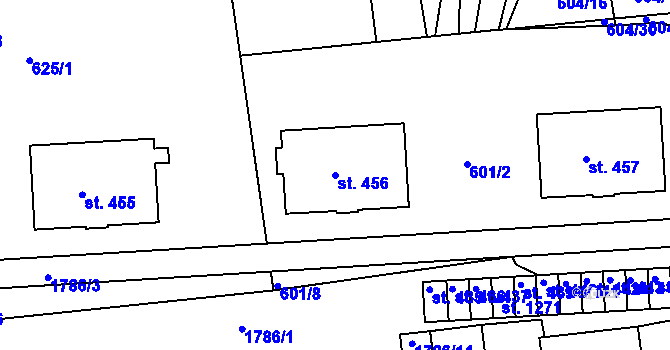 Parcela st. 456 v KÚ Manětín, Katastrální mapa