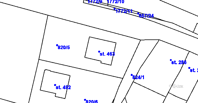 Parcela st. 463 v KÚ Manětín, Katastrální mapa