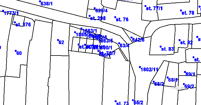 Parcela st. 65/1 v KÚ Manětín, Katastrální mapa