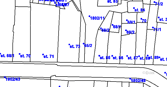 Parcela st. 65/2 v KÚ Manětín, Katastrální mapa
