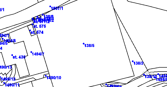 Parcela st. 138/5 v KÚ Manětín, Katastrální mapa