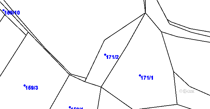 Parcela st. 171/2 v KÚ Manětín, Katastrální mapa
