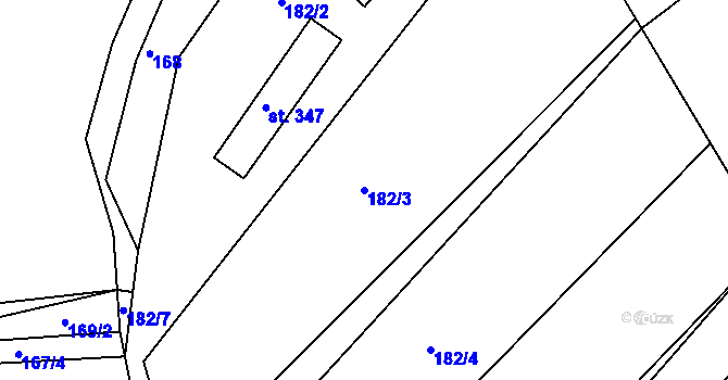 Parcela st. 182/3 v KÚ Manětín, Katastrální mapa