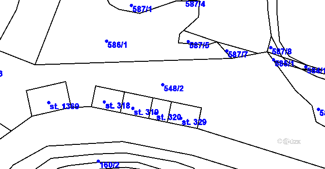 Parcela st. 548/2 v KÚ Manětín, Katastrální mapa