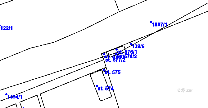 Parcela st. 577/1 v KÚ Manětín, Katastrální mapa