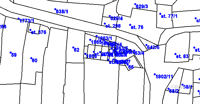 Parcela st. 601/1 v KÚ Manětín, Katastrální mapa