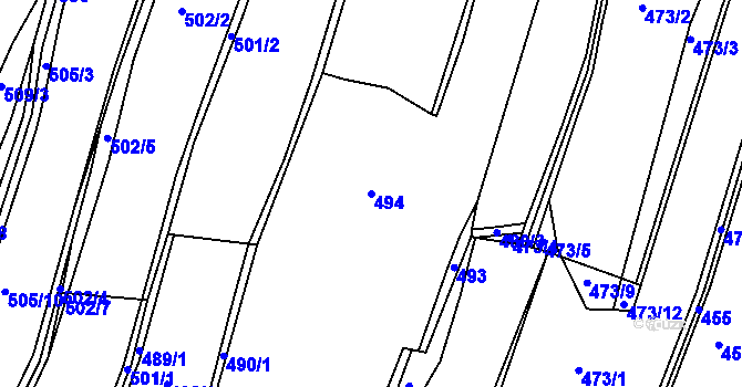 Parcela st. 494 v KÚ Manětín, Katastrální mapa