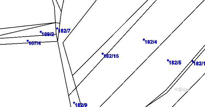 Parcela st. 182/15 v KÚ Manětín, Katastrální mapa
