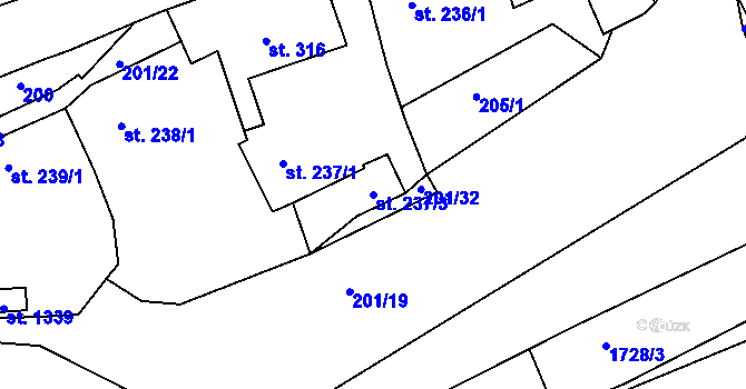 Parcela st. 237/3 v KÚ Manětín, Katastrální mapa