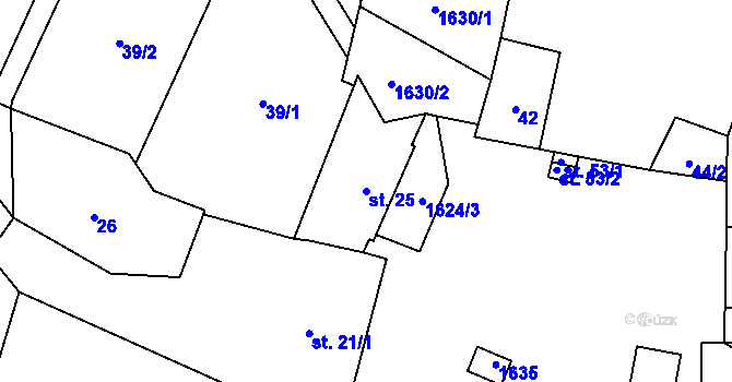 Parcela st. 25 v KÚ Vladměřice, Katastrální mapa