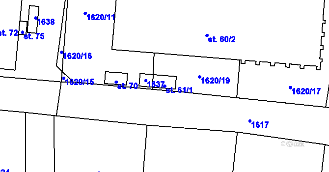 Parcela st. 61/1 v KÚ Vladměřice, Katastrální mapa