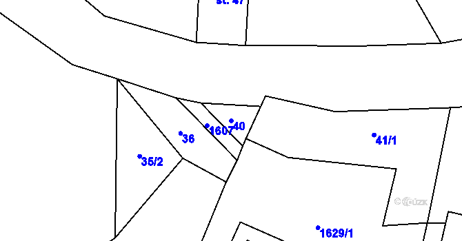 Parcela st. 40 v KÚ Vladměřice, Katastrální mapa