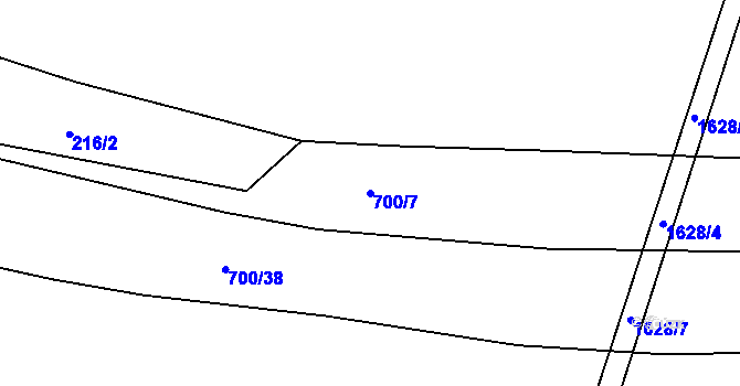 Parcela st. 700/7 v KÚ Vladměřice, Katastrální mapa