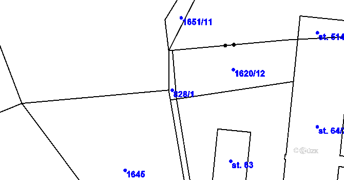 Parcela st. 828/1 v KÚ Vladměřice, Katastrální mapa