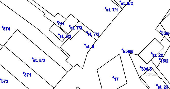 Parcela st. 6 v KÚ Vysočany u Manětína, Katastrální mapa