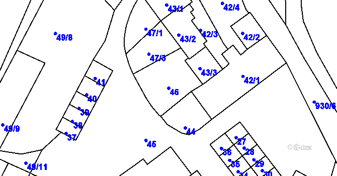 Parcela st. 46 v KÚ Mankovice, Katastrální mapa