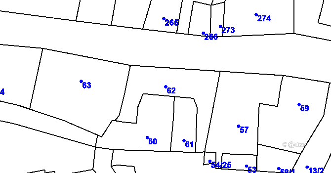 Parcela st. 62 v KÚ Mankovice, Katastrální mapa
