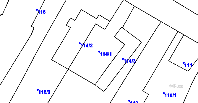 Parcela st. 114/1 v KÚ Mankovice, Katastrální mapa