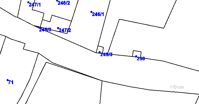Parcela st. 249/3 v KÚ Mankovice, Katastrální mapa