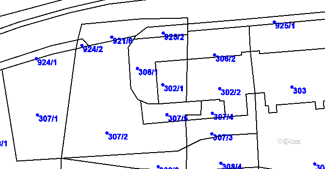 Parcela st. 302/1 v KÚ Mankovice, Katastrální mapa