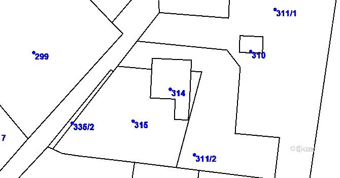 Parcela st. 314 v KÚ Mankovice, Katastrální mapa