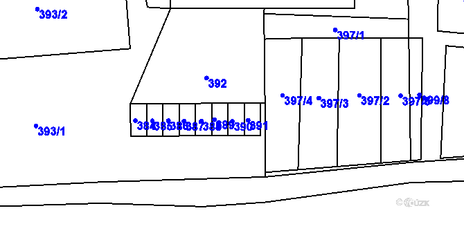 Parcela st. 390 v KÚ Mankovice, Katastrální mapa