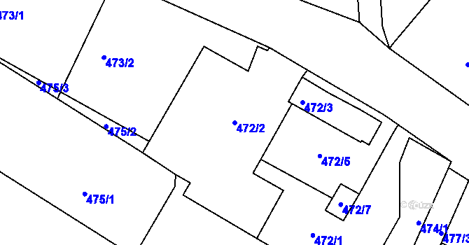 Parcela st. 472/2 v KÚ Mankovice, Katastrální mapa