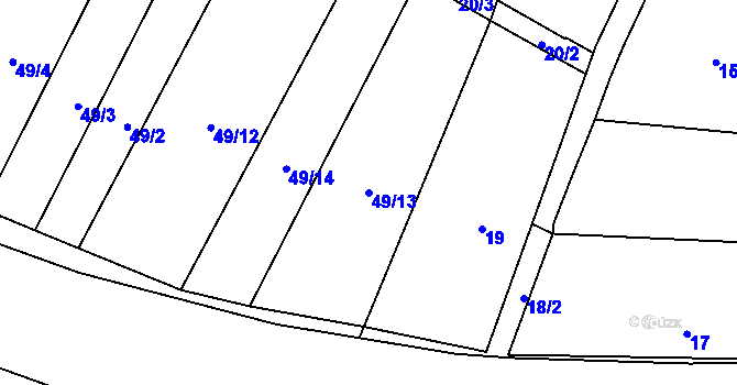 Parcela st. 49/13 v KÚ Mankovice, Katastrální mapa