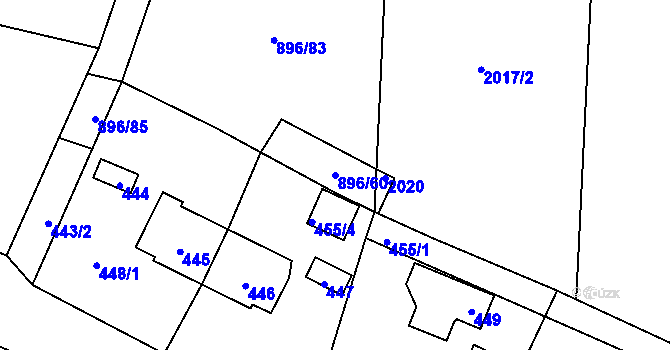 Parcela st. 896/60 v KÚ Mankovice, Katastrální mapa