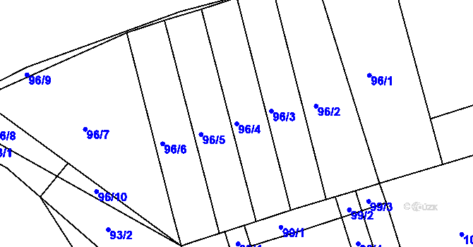 Parcela st. 96/4 v KÚ Marefy, Katastrální mapa