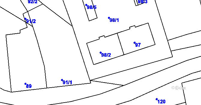 Parcela st. 98/2 v KÚ Marefy, Katastrální mapa