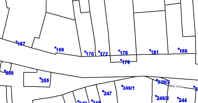 Parcela st. 172 v KÚ Marefy, Katastrální mapa