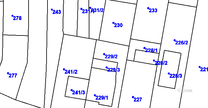 Parcela st. 229/2 v KÚ Marefy, Katastrální mapa