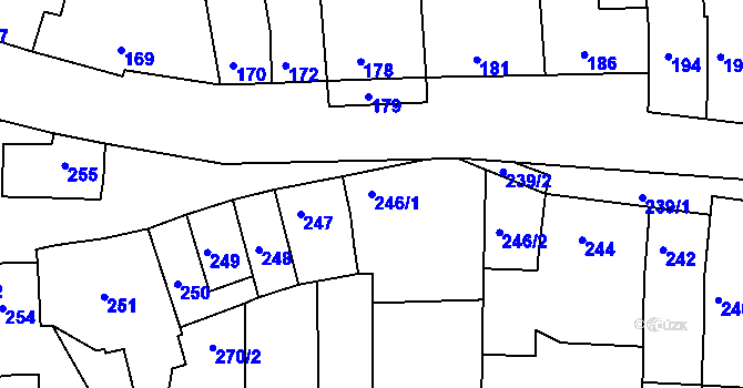 Parcela st. 246/1 v KÚ Marefy, Katastrální mapa