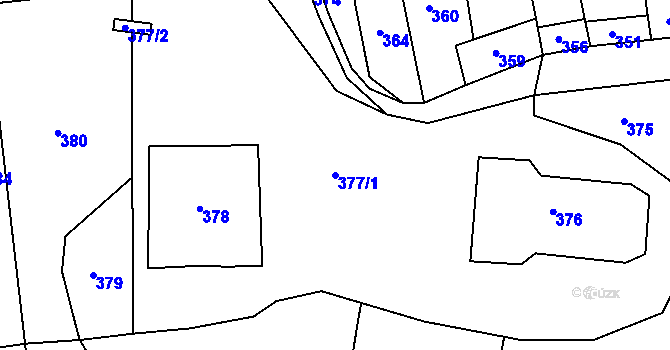 Parcela st. 377/1 v KÚ Marefy, Katastrální mapa
