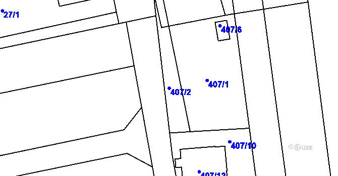 Parcela st. 407/2 v KÚ Marefy, Katastrální mapa