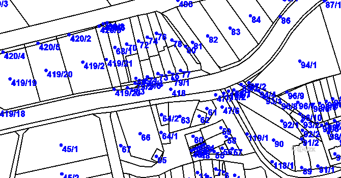 Parcela st. 418 v KÚ Marefy, Katastrální mapa