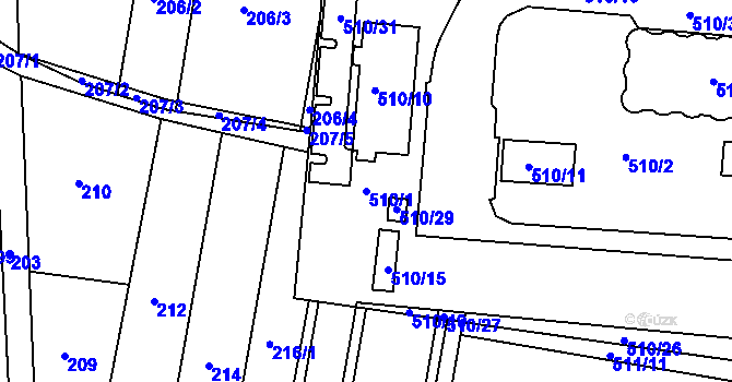 Parcela st. 510/1 v KÚ Marefy, Katastrální mapa